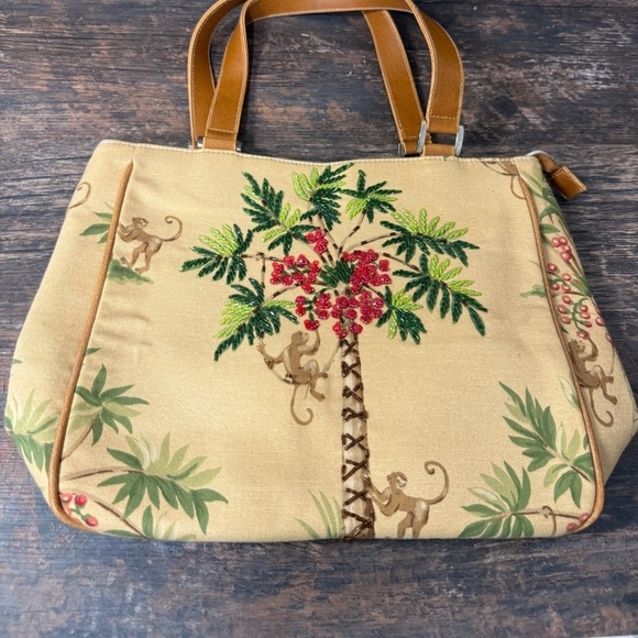 Cath Kidston Handbags - Tan and Green Tropical Tote Bag with Palm Design